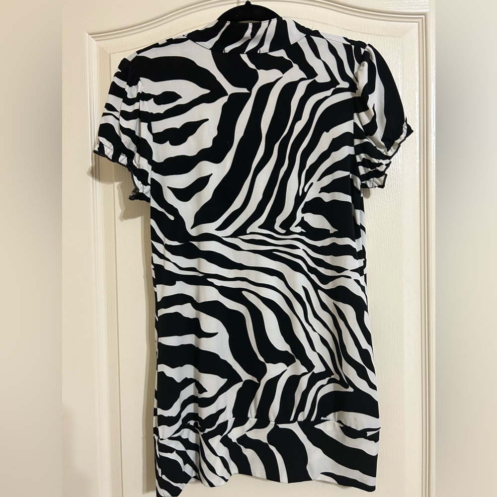 Casual black and white shirt.